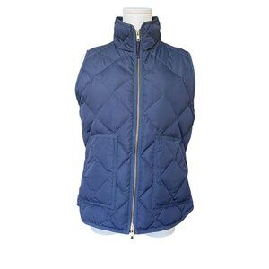 J. Crew Excursion Quilted Down Puffer Vest Size S Navy Blue Full Zip Preppy Warm